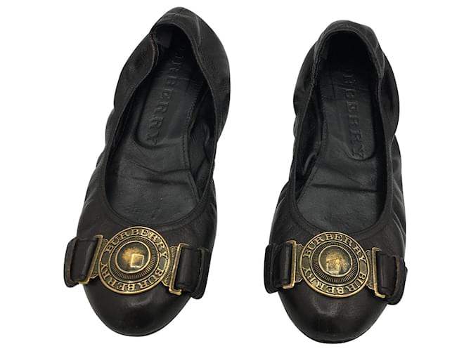 Burberry Ballet flats Black Leather  ref.545384