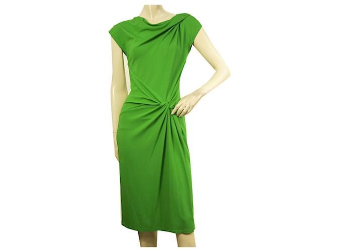 Michael Kors Green Draped Details Cap Sleeves Knee Length dress size 6 Rayon  ref.545509