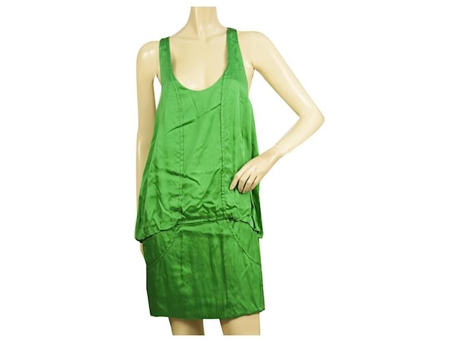 Stella Mc Cartney Stella McCartney Débardeur dos nageur sans manches vert Mini longueur taille de robe 40 Coton Vert clair  ref.545600