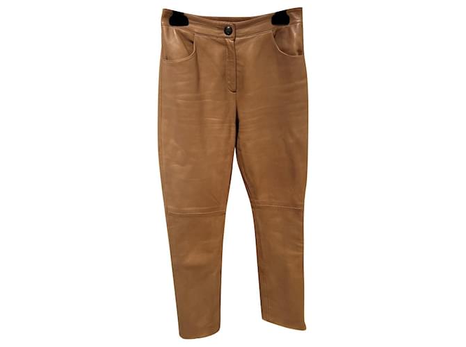 Chanel Pants, leggings Caramel Lambskin  ref.545646