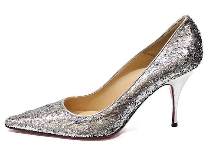 Christian Louboutin Heels Silvery Leather  ref.545660