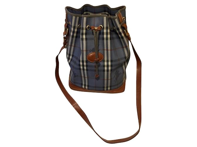 Burberry Bucket bag, crossbody or shoulder, Haymarket pattern, Rare Vintage Multiple colors Leather Cloth ref.545806 - Joli Closet