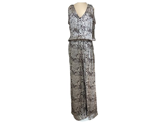 Mono Alexis de seda estampado de serpiente beige