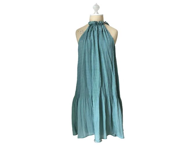 Hoss Intropia Neckholder Kleid Hellgrün Baumwolle