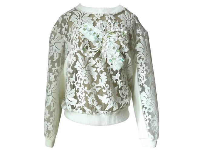 Three Floors Fashion Abstraktes Dreistufiges Sweatshirt Weiß