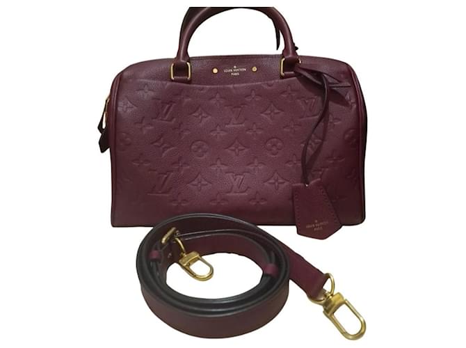 Louis Vuitton Speedy 25 imprinted leather shoulder strap Prune  ref.545865