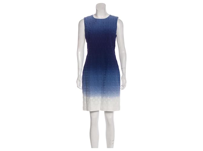 Diane Von Furstenberg DvF Kedina foral ombre eyelet dress White Blue Cotton  ref.545906