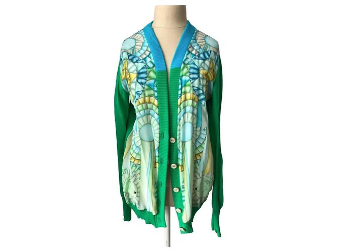 Autre Marque Cardigã Swash London com inserção de seda verde