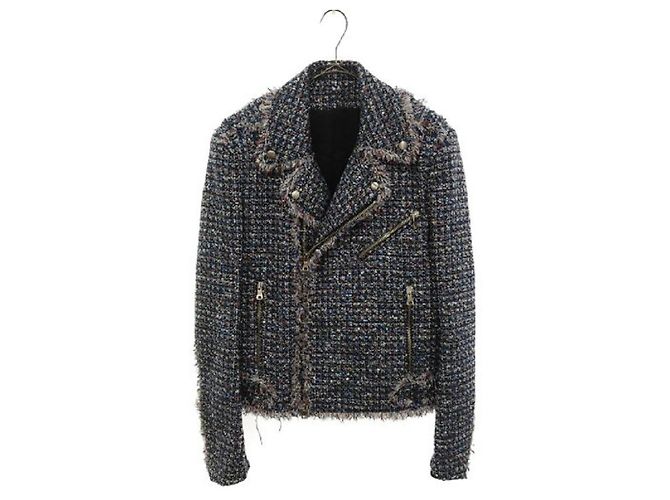 *BALMAIN Sequin Tweed Design Riders Jacket