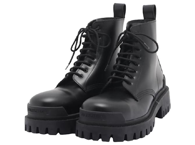 balenciaga 21 Años botas de piel de becerro 43 Zapatos de cordones negros STRIKE para hombre - Joli Closet