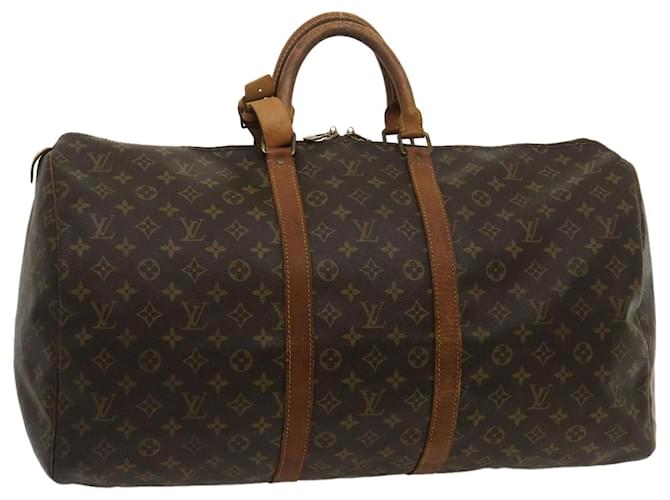 Louis Vuitton Keepall 55 Marrom Lona  ref.546278