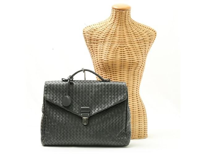 *Bottega Veneta Briefcase Intrecciato Business Bag VN Keyed Calf Leather Handbag Document Bag Men's Gray Grey  ref.546285