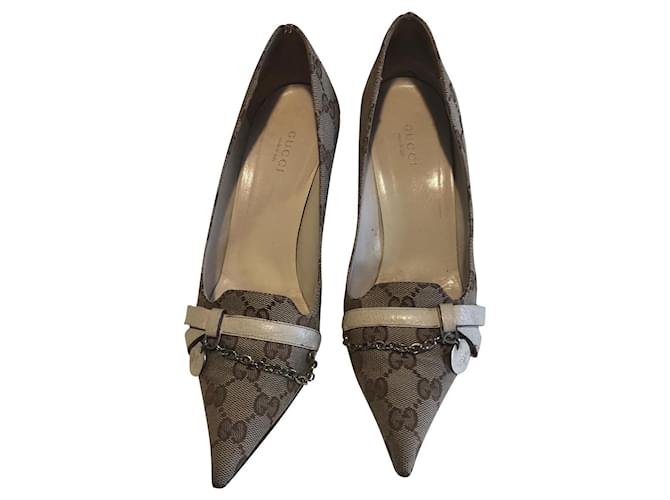 Gucci Pompes Slingback Synthétique Beige  ref.546425