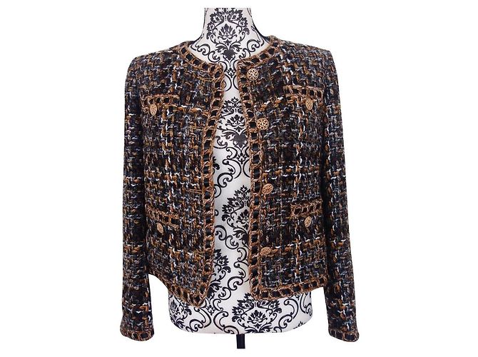 Chanel Tweed Jacket Black Multiple colors