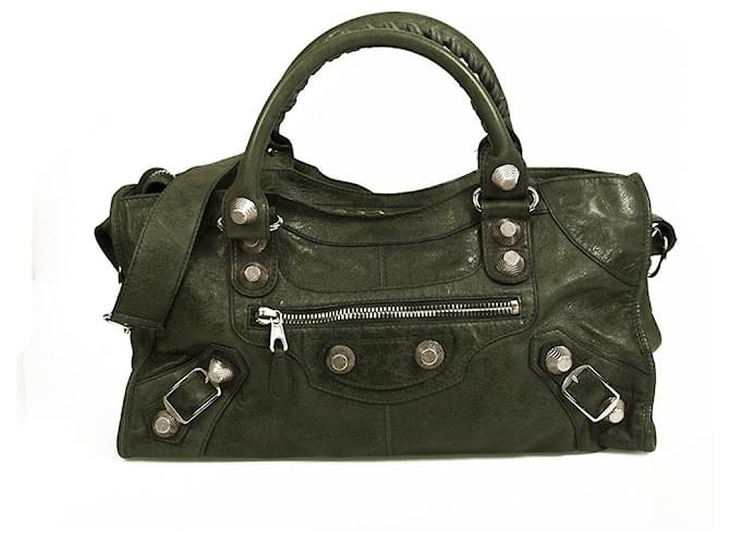 Dark Gray Distressed Leather City handbag Dark grey ref.546534 - Joli Closet