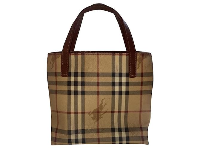 Burberry Haymarket Check Mini Tote Mehrere Farben Beige Leder  ref.546762