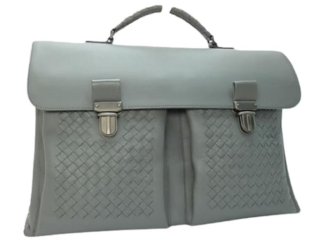*BOTTEGA VENETA Mallette Intrecciato Business Bag Document Bag New Light Grey Agneau Leather Cuir Gris  ref.546773