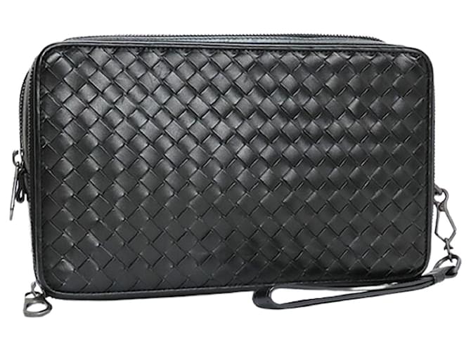 * BOTTEGA VENETA Intrecciato VN Document Case Second Bag Clutch Bag Pouch Multi Case Black Calf Leather  ref.546774