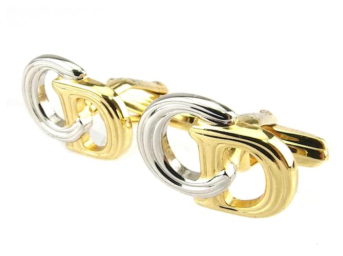 [Used] Dior Cufflinks Men's Swivel CD Mark Gold Silver Gold & Silver Metal Fittings Dior Golden  ref.546784
