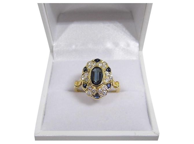 Autre Marque Blumenring Gold Diamanten Saphire