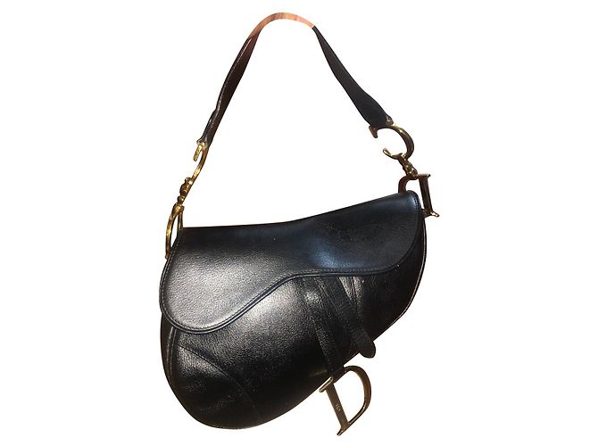 Borsa Christian Dior Saddle in pelle nera Nero