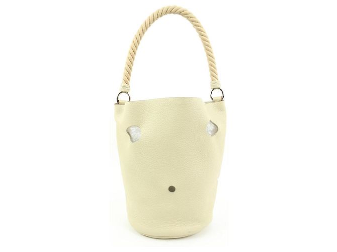 Hermès Bolsa Balde de Corda Herm´s Ivory Clemence Couro Mangeoire
