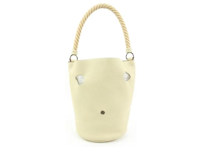 Hermès Herm's Ivory Clemence Leather Mangeoire Rope Bucket Bag Pelle Corda  ref.547002