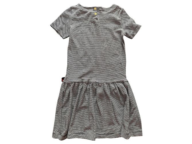 Robe Petit Bateau Rayures Milleraies Marine Coton 8 ans Bleu Marine