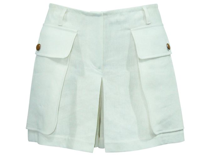 Hermès Pantaloncini / gonna in lino crema Bianco Crudo