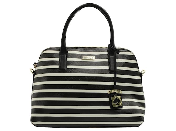 CUTE~!! Auth $498 KATE SPADE Black Pink Striped Purse Handbag IT'S A BIG  ONE~! | eBay