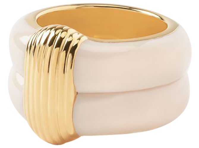 Aurelie Bidermann Anel Katt em baquelite branca Branco