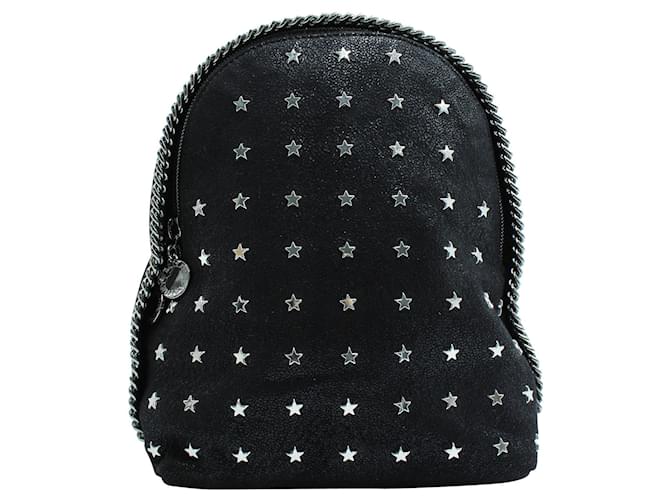 Stella Mc Cartney Black Falabella Vegan Leather Small Backpack with Stars  ref.547440