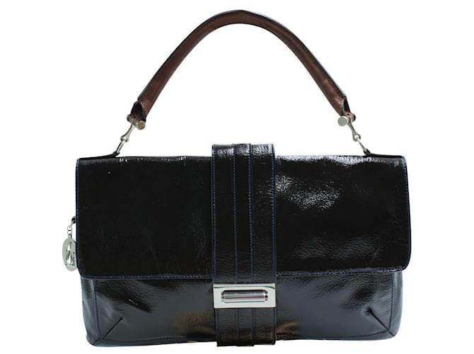 Lanvin Dark Brown Heroine-Patent Leather Shoulder Bag   ref.547458