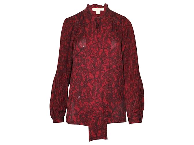 Michael Kors Dark Red Print Shirt Silk  ref.547668