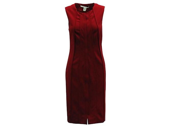 Diane Von Furstenberg Dark Red Pleated Bodycon Dress  ref.547716