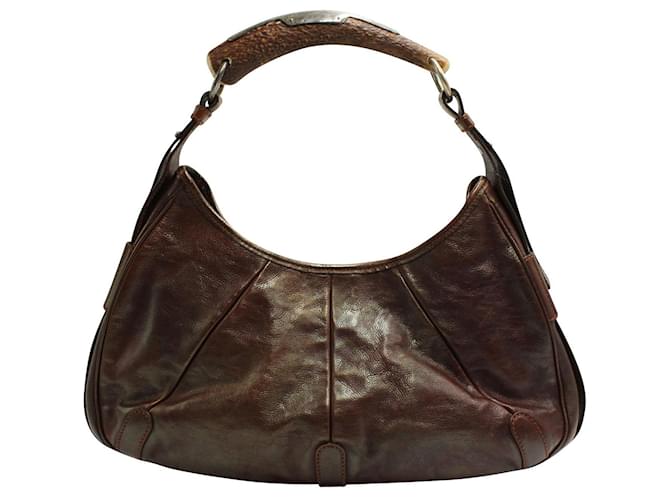 Yves Saint Laurent Mombasa Canvas Crossbody Bag Brown Dark brown Leather  Cloth Cloth ref.112893 - Joli Closet