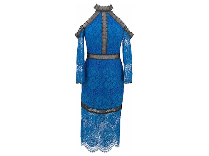 Alexis dress in blue & black alenon lace Polyester  ref.547886