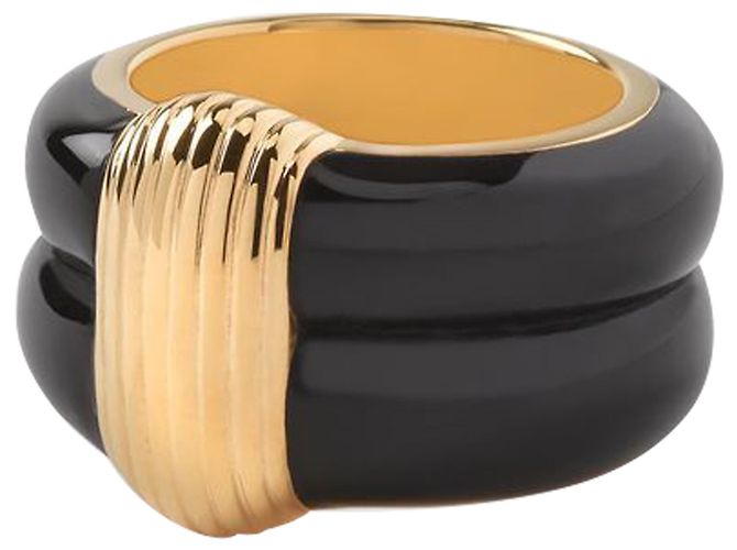 Aurelie Bidermann Anello Katt in bachelite nera Nero