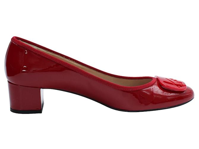 Salvatore Ferragamo Red Patent Leather "Ada" Block Low Heels  ref.548002