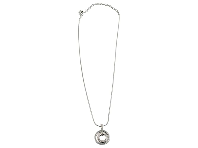 Swarovski Silver Round Necklace with Crystals Silvery Metallic Metal  ref.548059