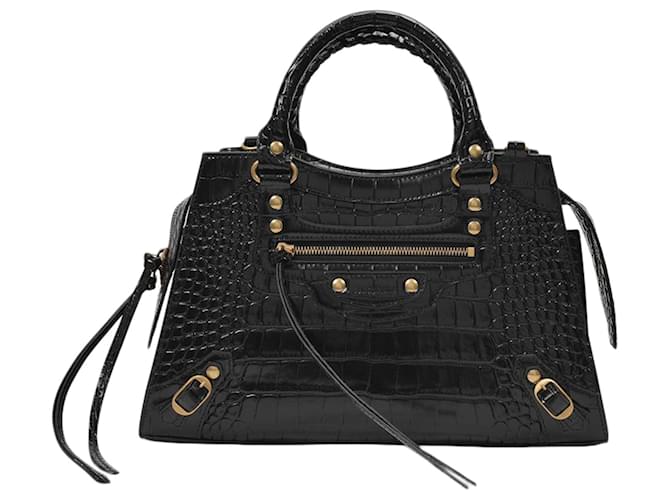 Balenciaga Neo Classic City S Bag in Black Crocodile Effect Leather  ref.548072