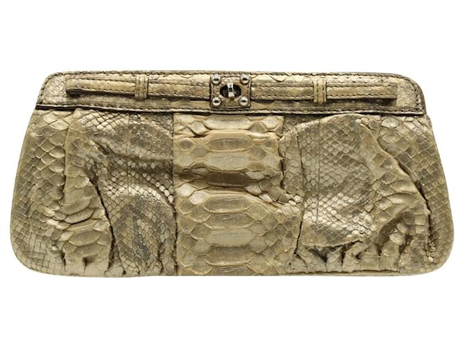 Zagliani Goldene Clutch aus Pythonleder Metallisch