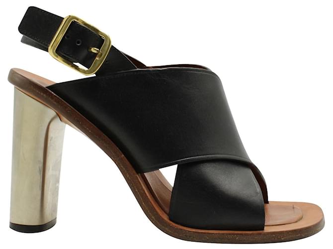 Céline Black leather sandals  ref.548128