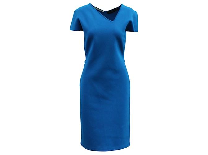 Roland Mouret Kurzärmliges blaues schmal geschnittenes Kleid Viskose Zellulosefaser  ref.548144