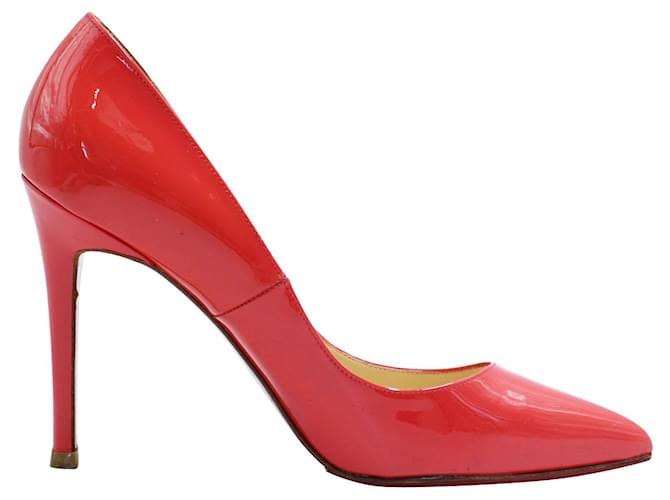 Christian Louboutin Coral Patent Leather Classic Pointed Toe Heels Orange  ref.548291