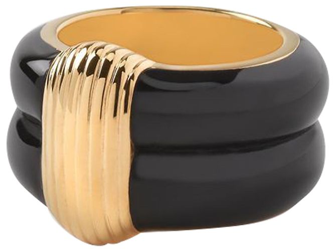 Aurelie Bidermann Anello Katt in bachelite nera Nero