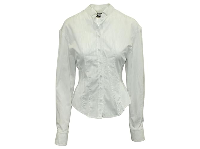 Jacquemus Camisa Branca Listrada Branco Algodão  ref.548389