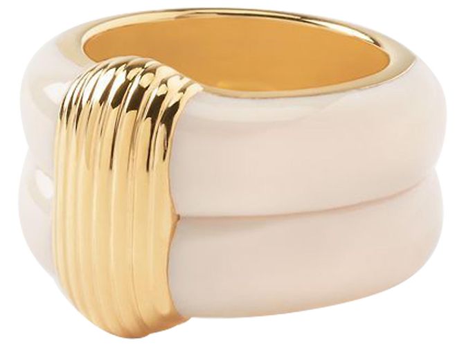Aurelie Bidermann Anillo Katt en baquelita blanca Blanco