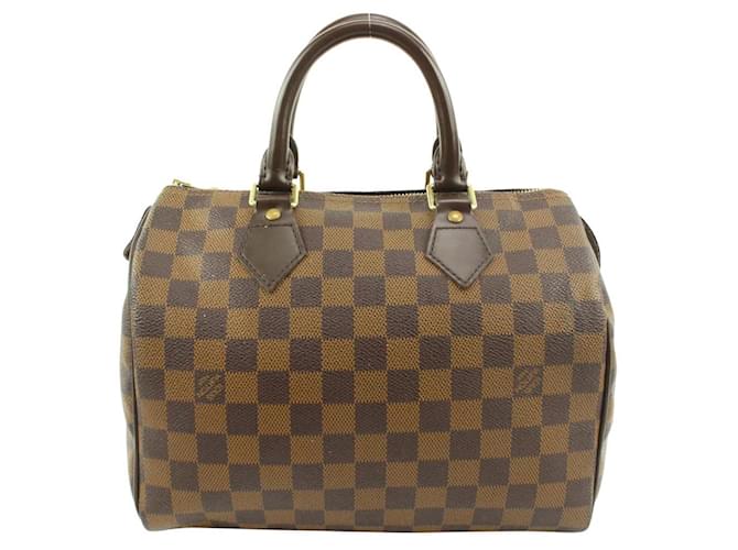 Louis Vuitton Damier Ebene Speedy 25 Boston Bag PM Leather  ref.548431