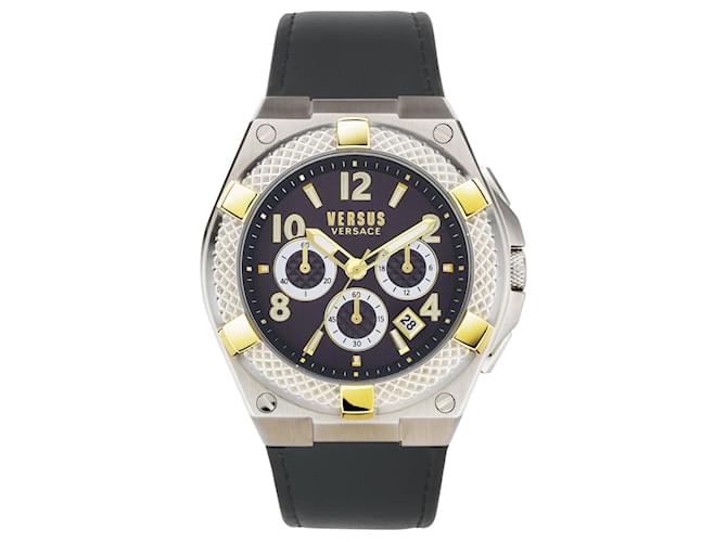 Autre Marque Versus Versace Esteve Leather Watch Silvery Metallic  ref.548436